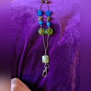 Blue and Green Beaded Lanyard
